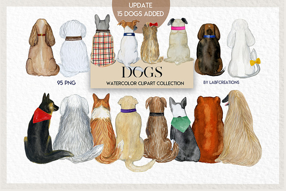 Dogs watercolor. Backs of dog in Illustrations - product preview 5