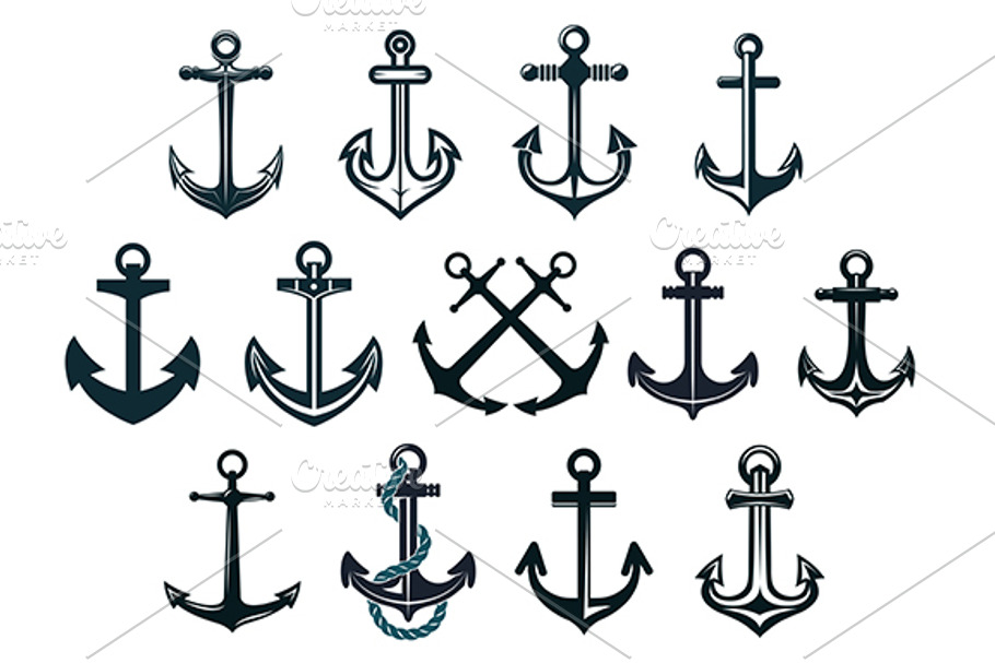 Vintage marine anchors in Graphics - product preview 8