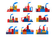 Industrial buildings flat icons