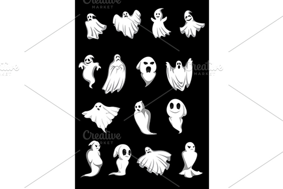 White Halloween ghosts in Graphics - product preview 8