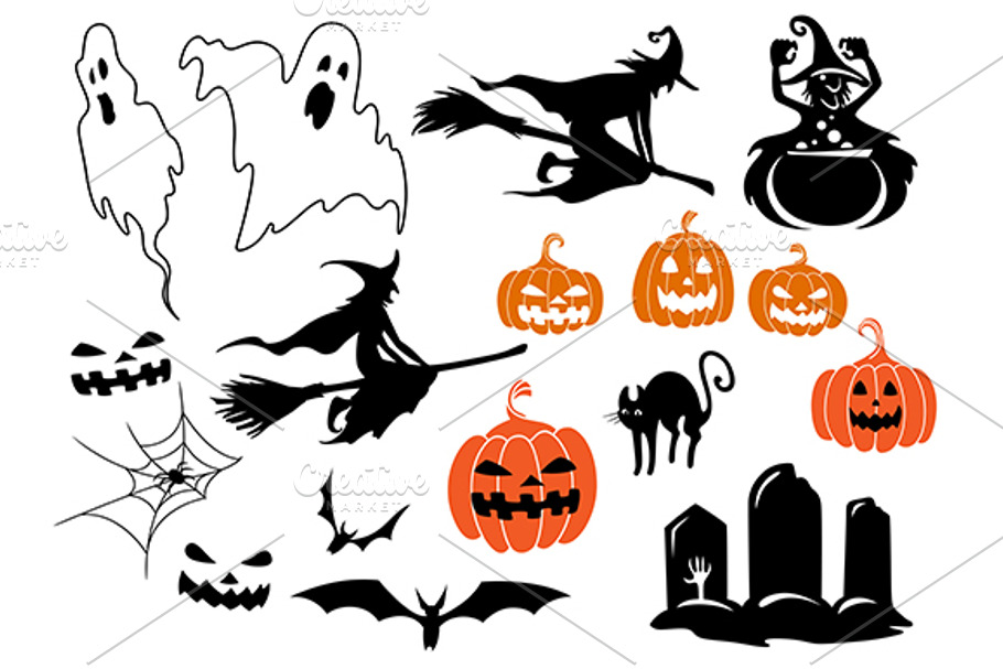 Halloween themed design elements and in Graphics - product preview 8