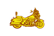Motorcycle Motorbike Woodcut