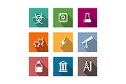 Flat science and education icons set