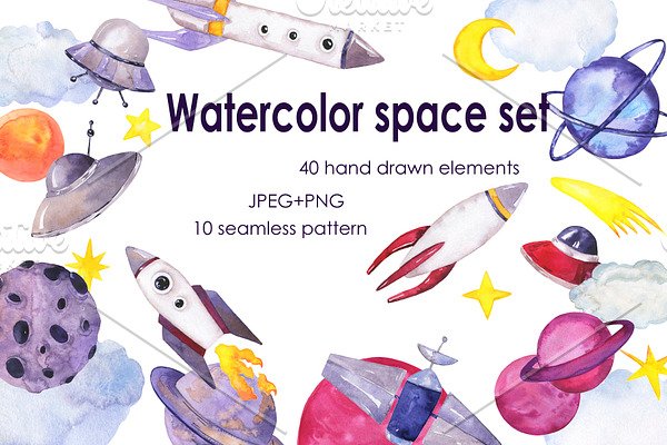 Watercolor space for kids