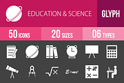 50 Education Glyph Inverted Icons
