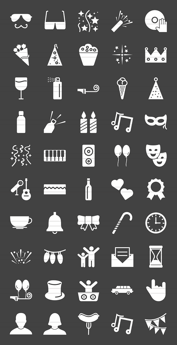 50 Party Glyph Inverted Icons in Icons - product preview 1