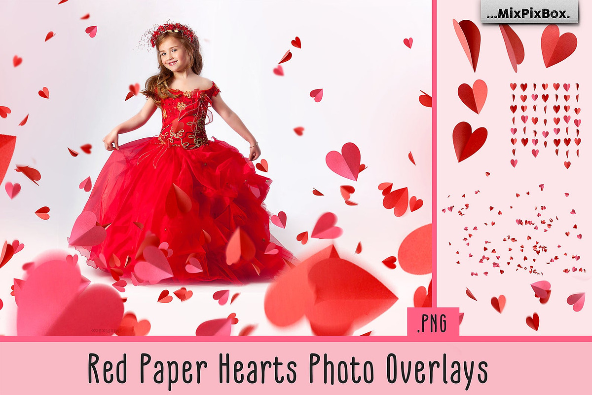 Red Paper Hearts Overlays in Add-Ons - product preview 8