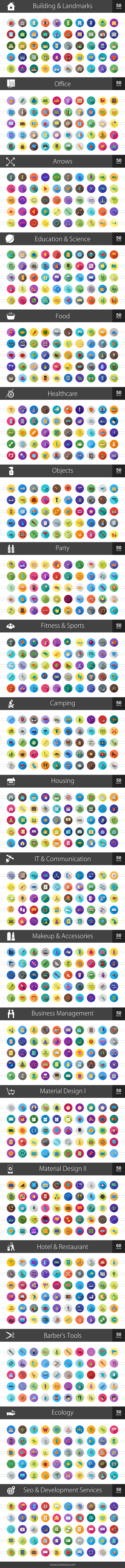 1010 Flat Shadowed Icons (V3) in Graphics - product preview 1