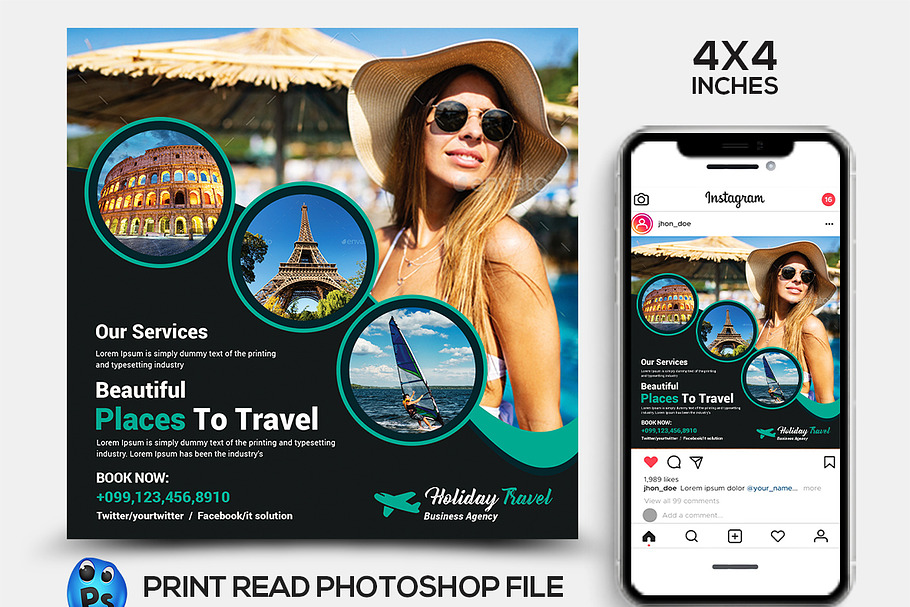 Holiday Travel Vacation Flyer Templa in Flyer Templates - product preview 8