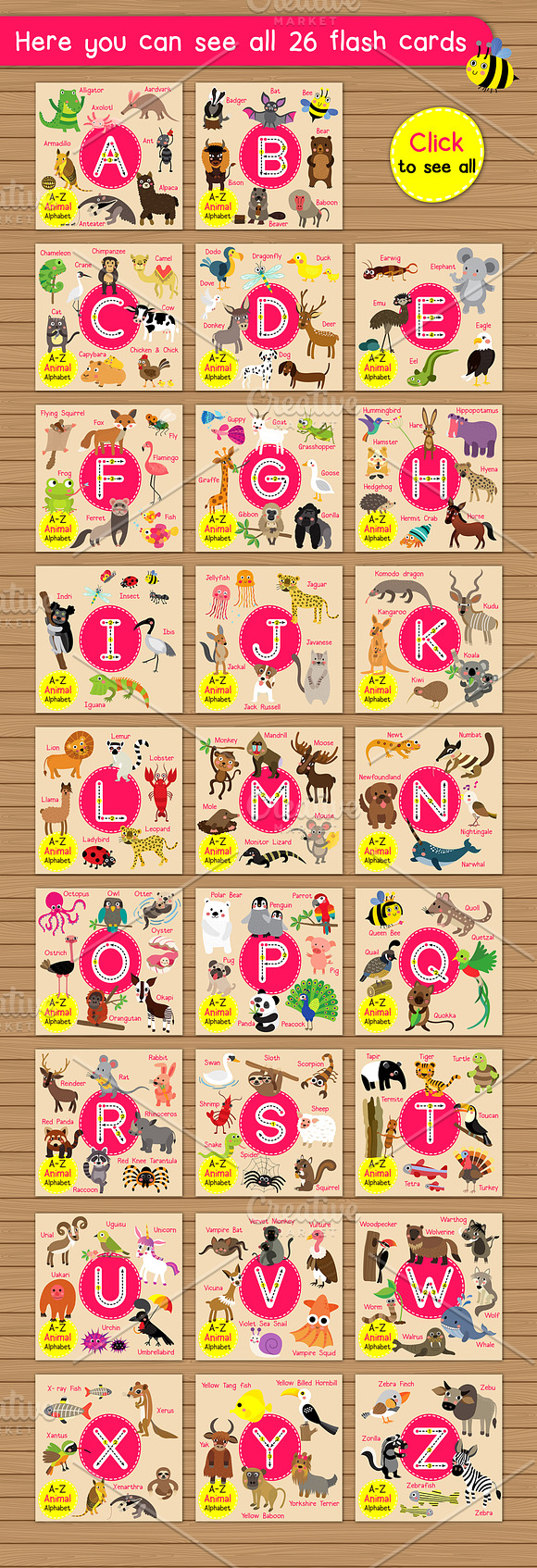 ABC animal vocabulary flash cards in Illustrations - product preview 2