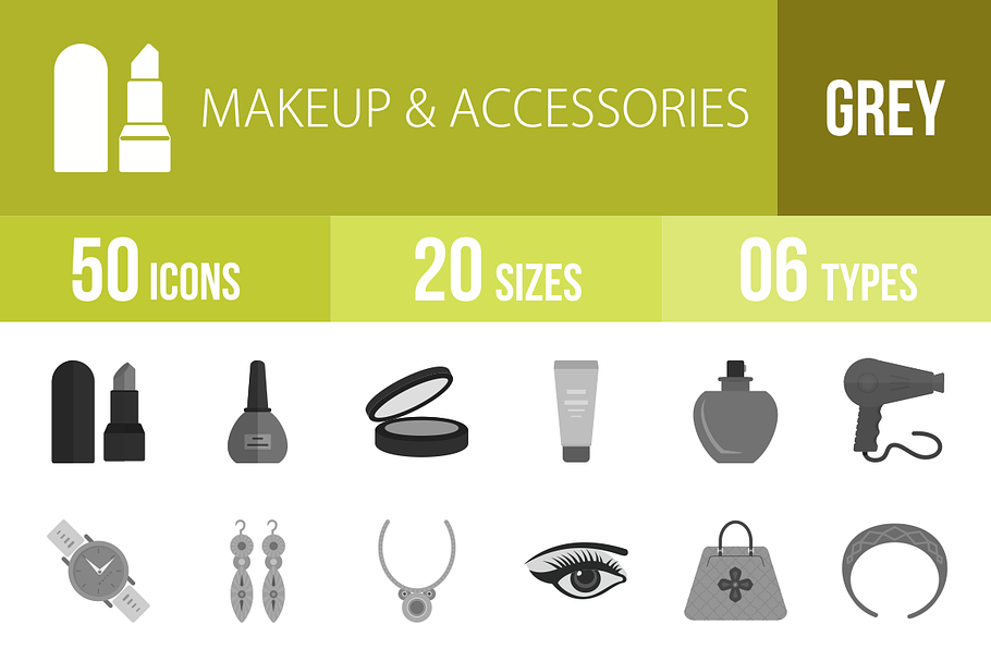 50 Makeup&Accessories Greyscale Icon in Icons - product preview 8