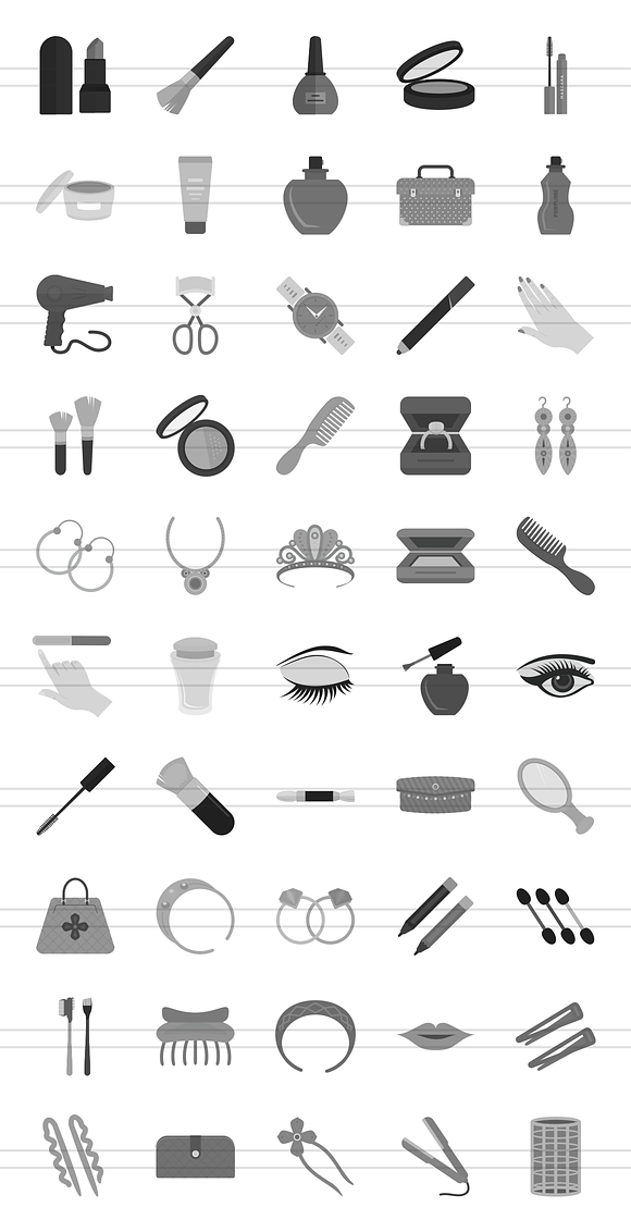 50 Makeup&Accessories Greyscale Icon in Icons - product preview 1
