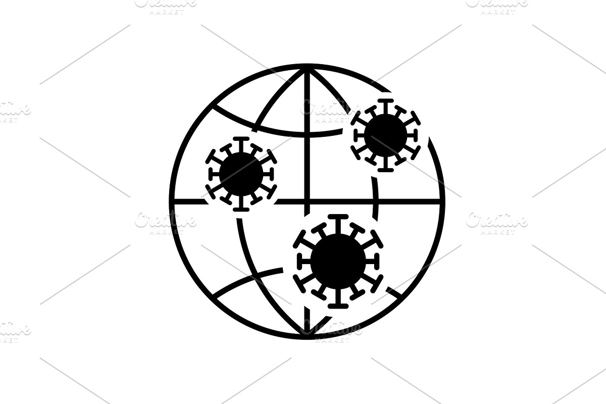 Coronavirus molecules on globe icon in Illustrations - product preview 8
