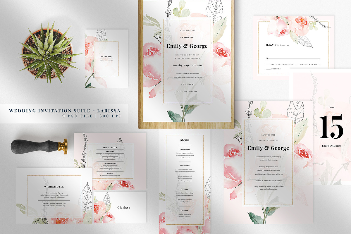 Wedding Invitation Suite - Larissa in Wedding Templates - product preview 8