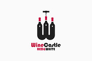 Wine castle logo. Letter W logo.