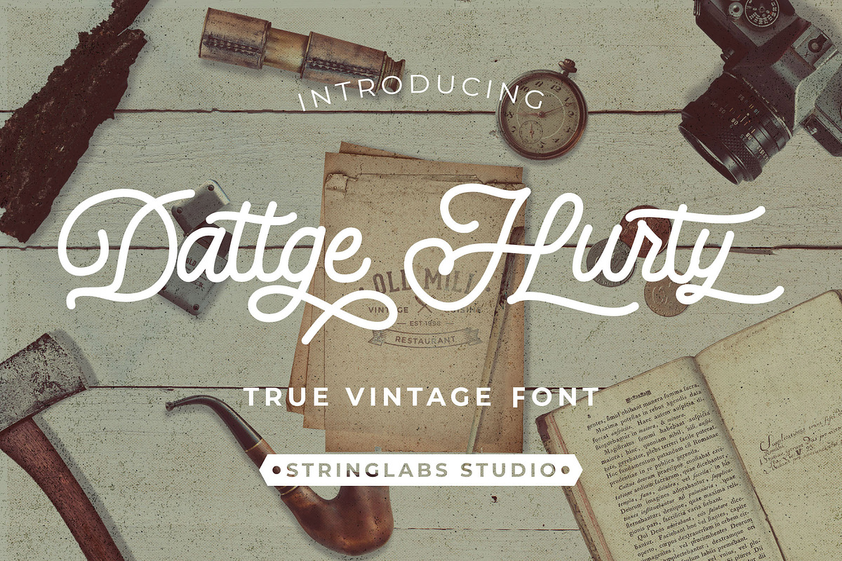 Dattge Hurty - Monoline Retro Font in Script Fonts - product preview 8