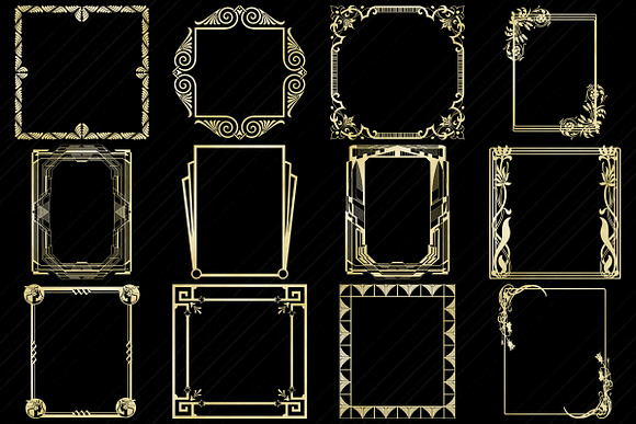 Art Deco/Nouveau Gold Foil Frames in Illustrations - product preview 1