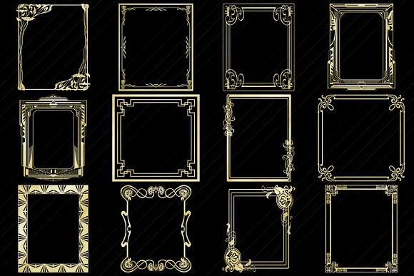 Art Deco/Nouveau Gold Foil Frames in Illustrations - product preview 2