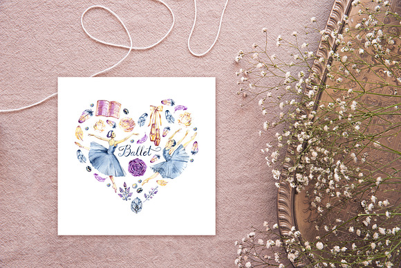 Watercolor ballerinas heart in Illustrations - product preview 4