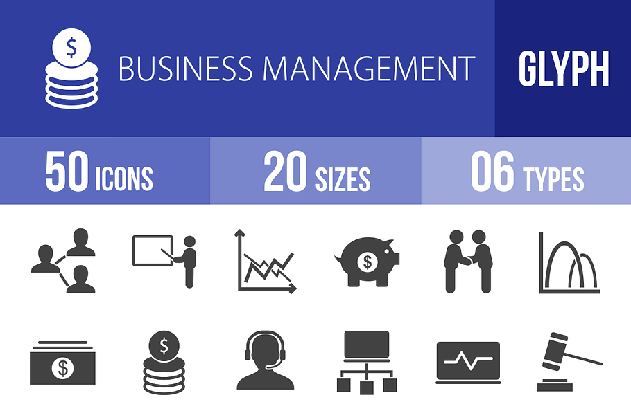 50 Business Management Glyph Icons in Graphics - product preview 8