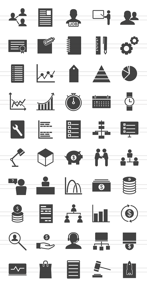 50 Business Management Glyph Icons in Graphics - product preview 1