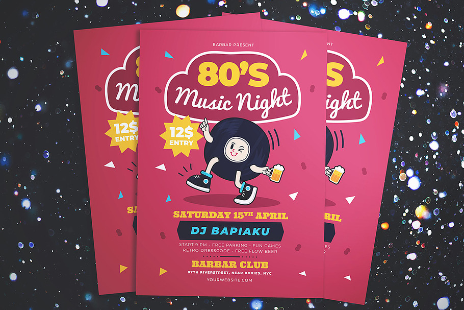 80's Music Night Party Flyer in Flyer Templates - product preview 8