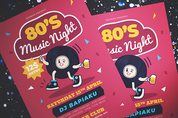 80's Music Night Party Flyer in Flyer Templates - product preview 1