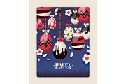 Easter card with spring flowers and
