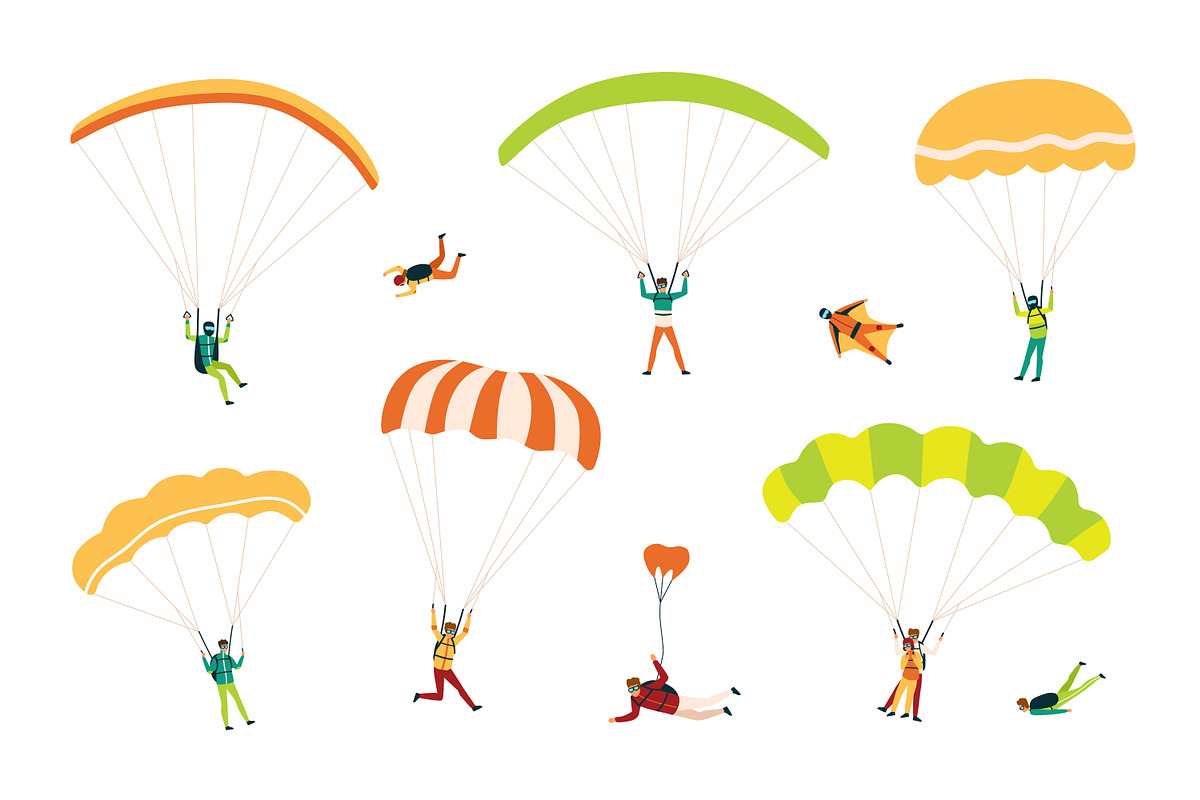 Skydivers set in Illustrations - product preview 8