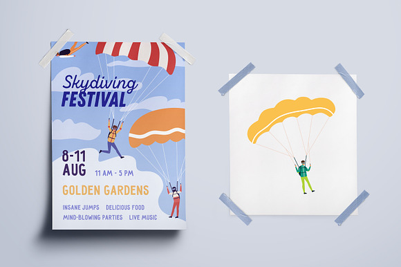 Skydivers set in Illustrations - product preview 1