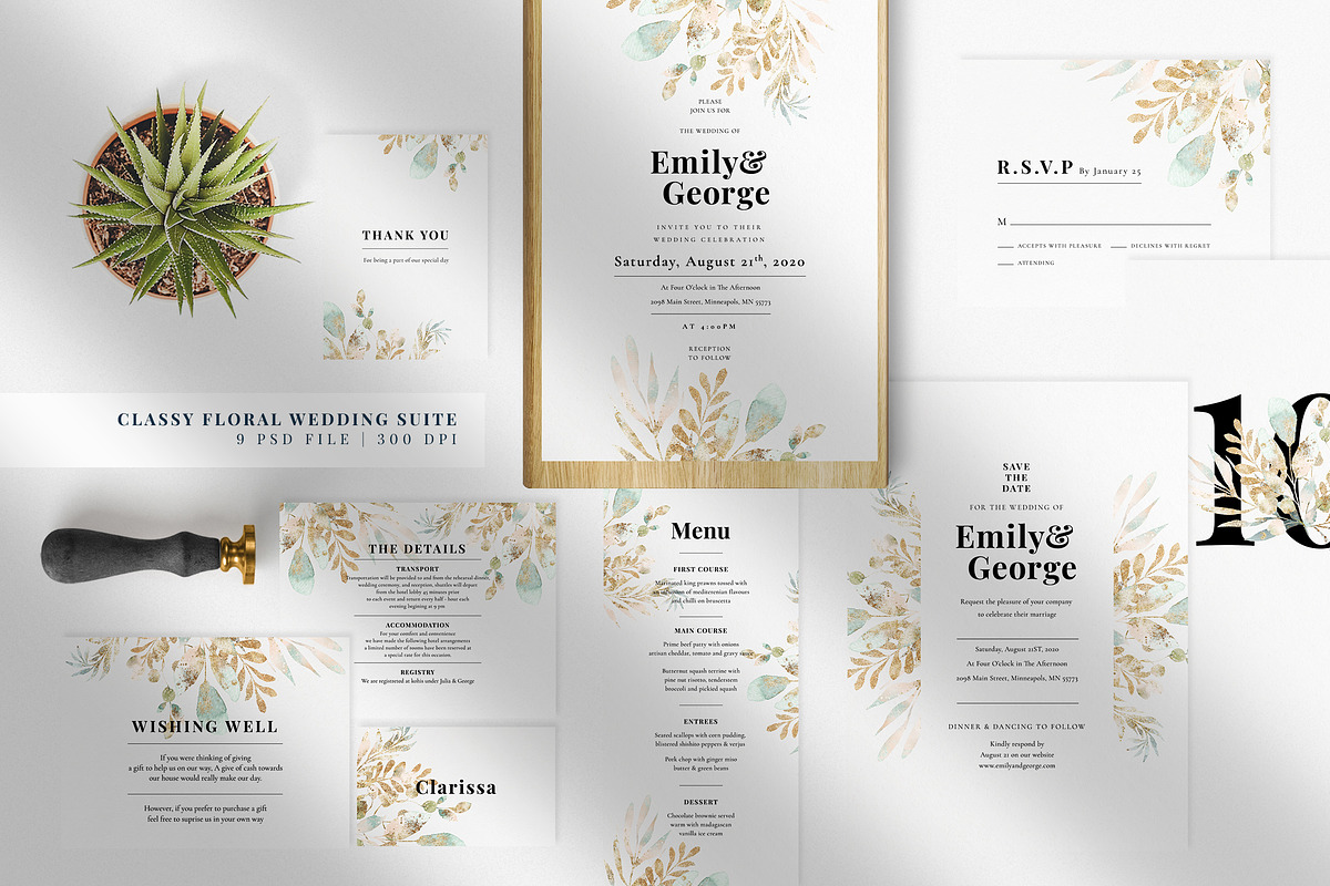 Classy Floral Wedding Suite in Wedding Templates - product preview 8