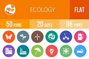 50 Ecology Flat Round Icons