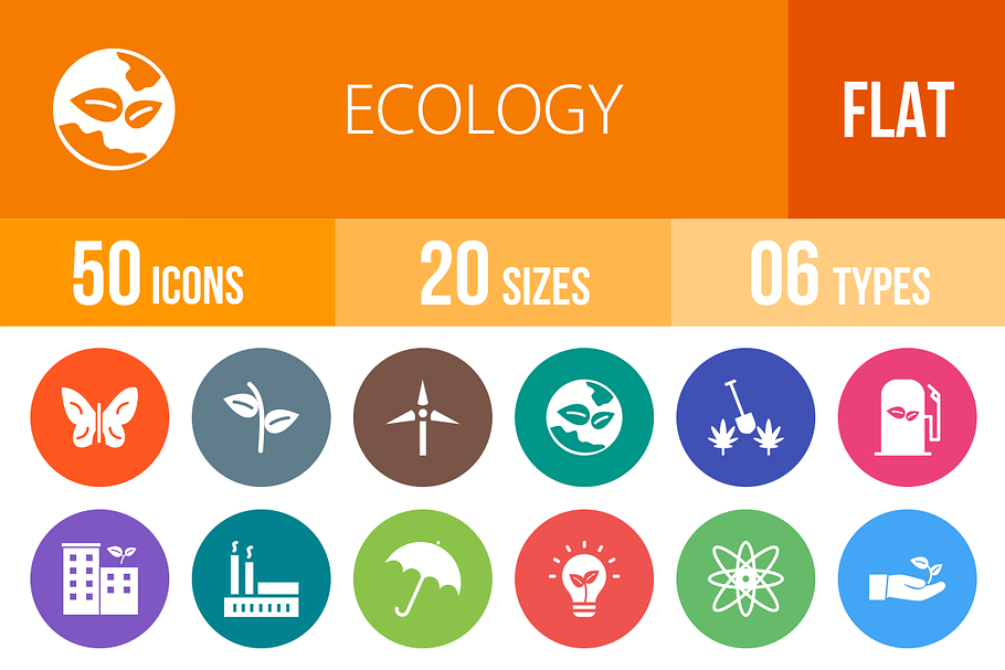 50 Ecology Flat Round Icons in Graphics - product preview 8