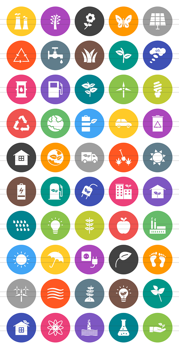 50 Ecology Flat Round Icons in Graphics - product preview 1