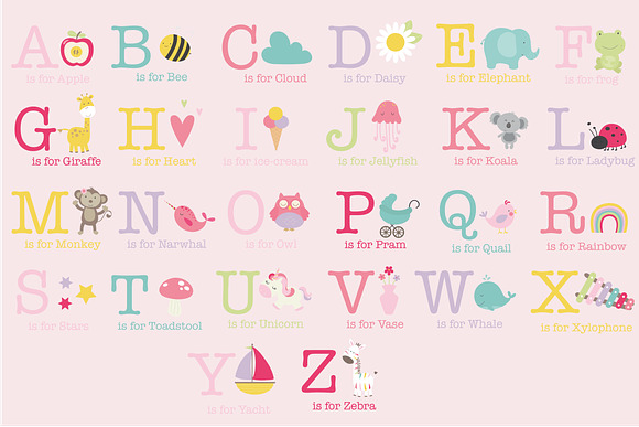 Baby Girl Alphabet in Illustrations - product preview 1