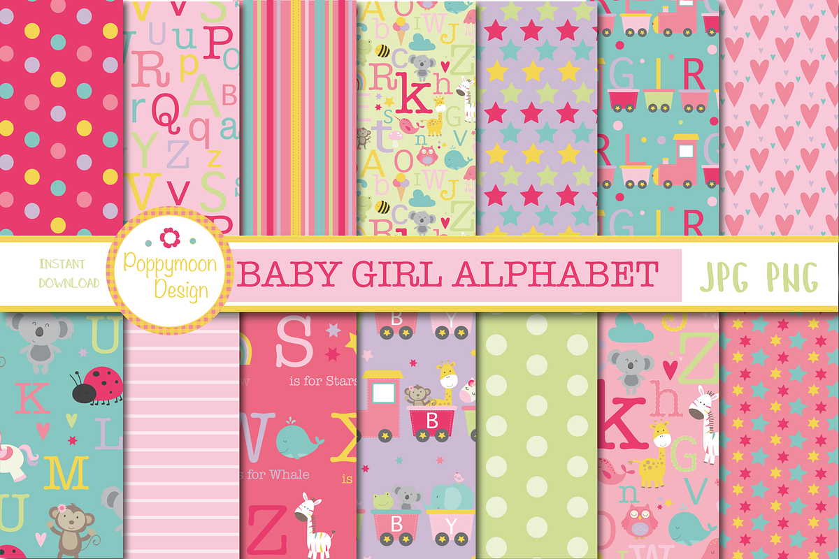 Baby Girl Alphabet paper in Patterns - product preview 8