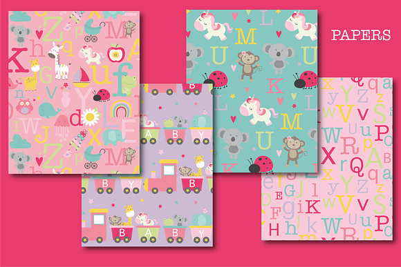 Baby Girl Alphabet paper in Patterns - product preview 1