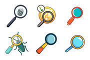 Magnified glass icon set