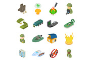 Military science icons set
