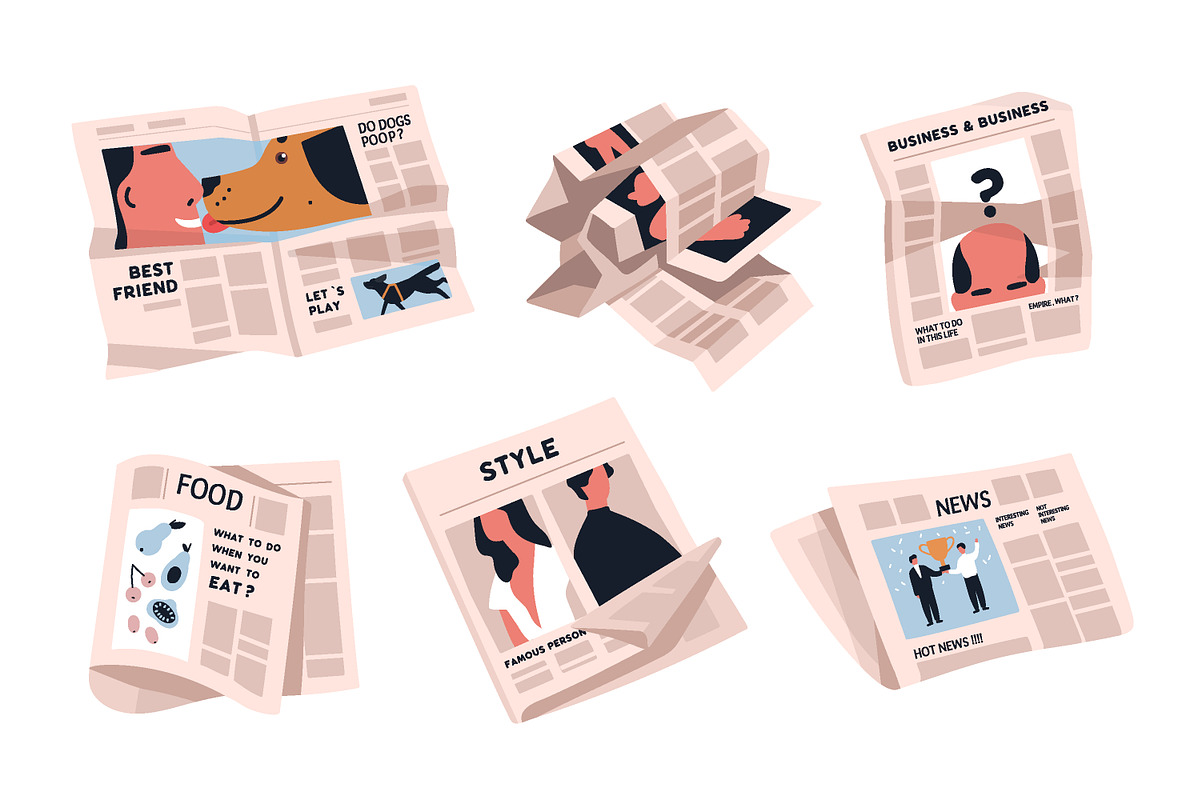Newspapers set in Illustrations - product preview 8