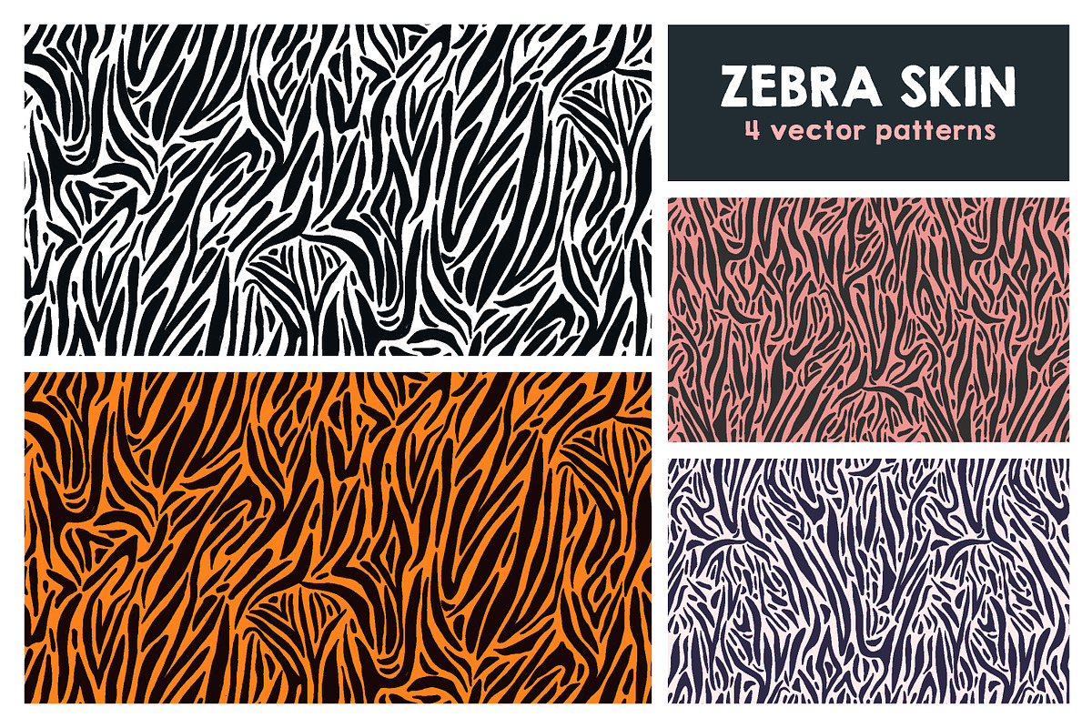Zebra skin seamless patterns in Patterns - product preview 8