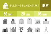 50 Building&Landmark Greyscale Icons