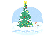 Christmas tree flat illustration