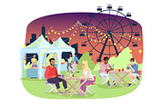 Summer night fair flat illustration