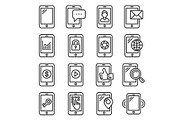 Mobile Phone Icons Set on White