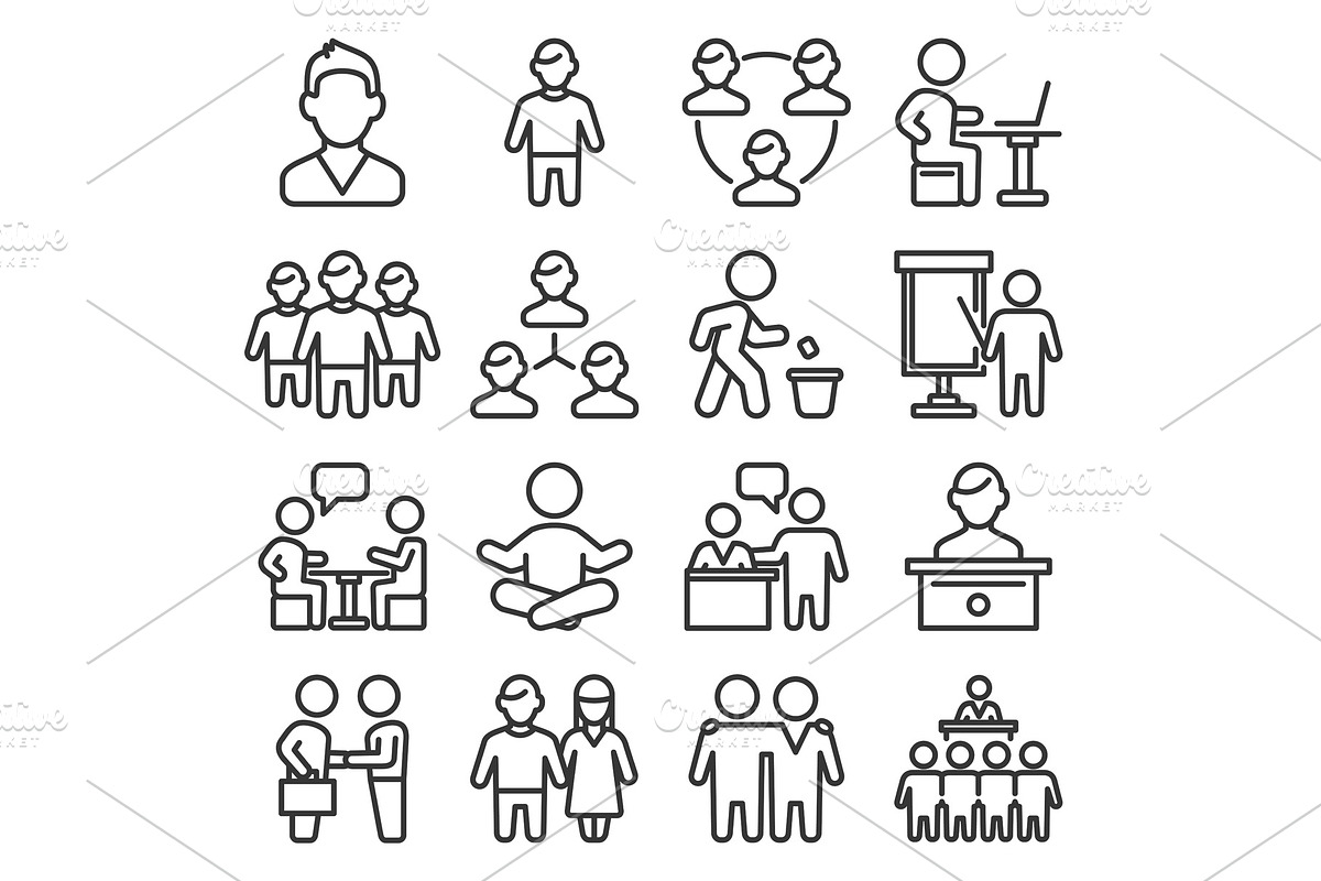 Office People Icons Set on White in Illustrations - product preview 8