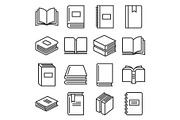 Book Icons Set on White Background