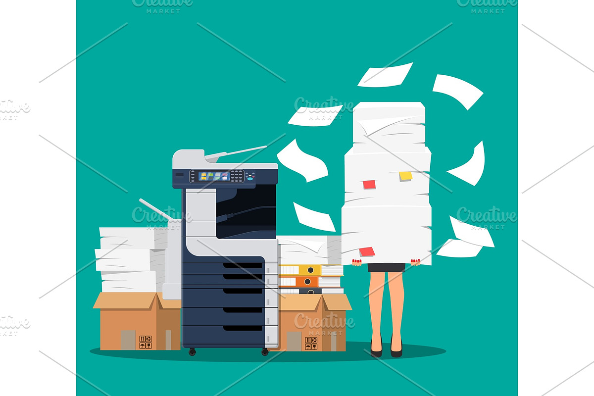 Businesswoman in pile of papers. in Illustrations - product preview 8