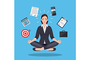 businesswoman meditating, time