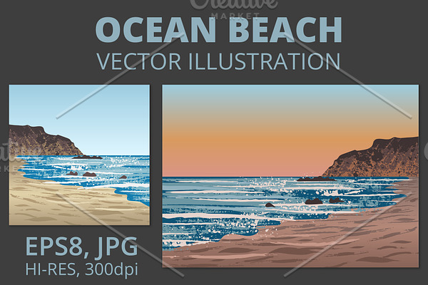 Ocean Beach, vector illustration